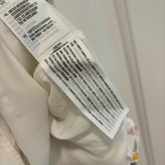 Abercrombie & Fitch Faux Silk White Floral Tie Strap Mini Dress Ruffle Summer XL - Picture 11 of 13